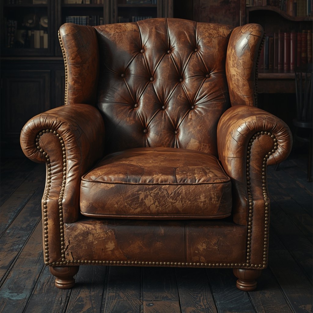 Кожаное кресло в кабинет до перетяжки