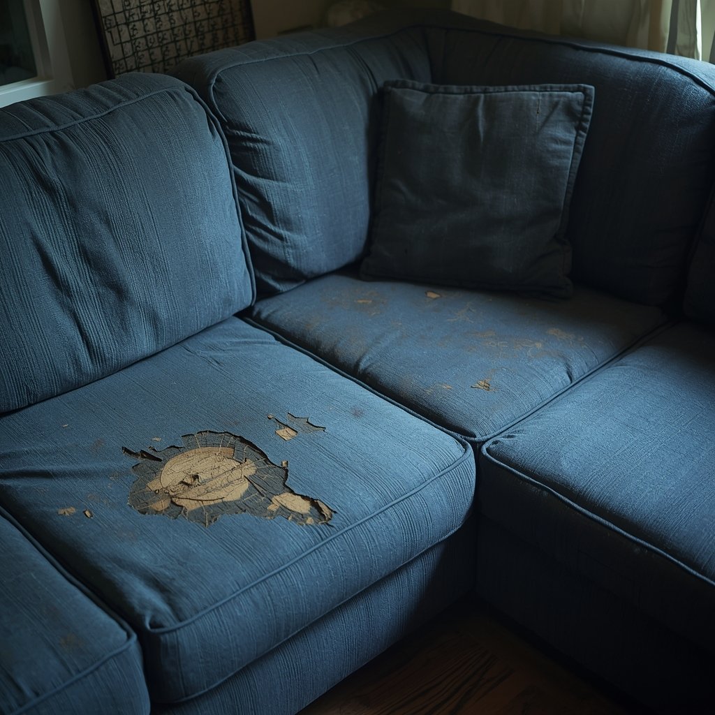 Угловой диван в современной гостиной до перетяжки